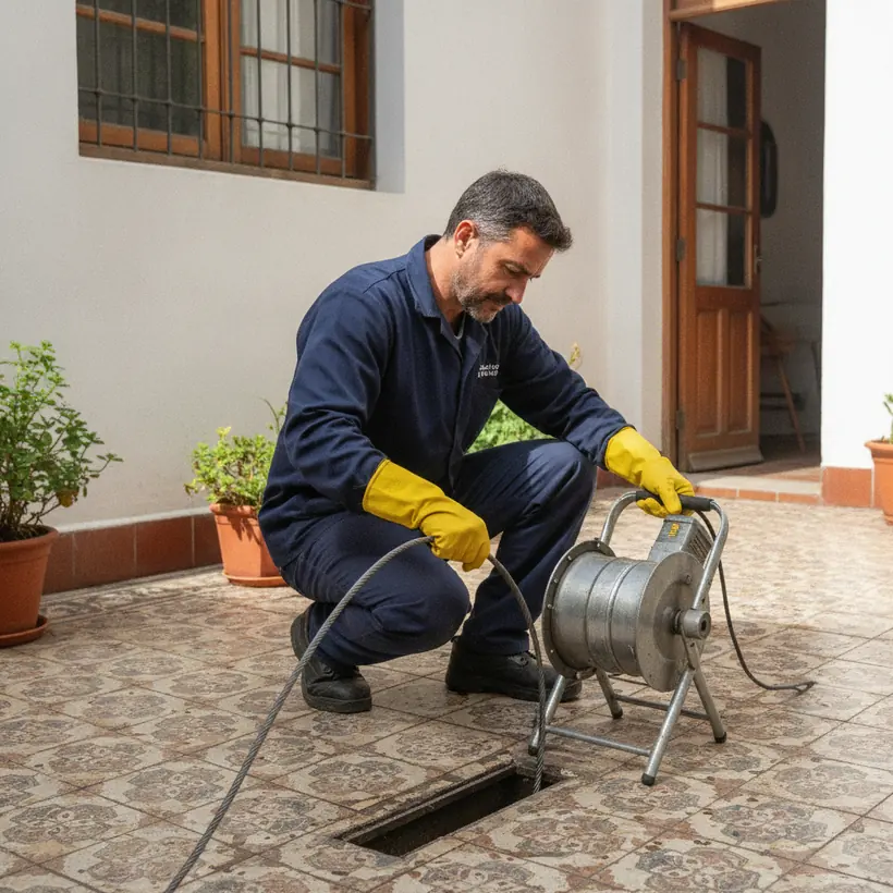 Destapación de cañería con máquina